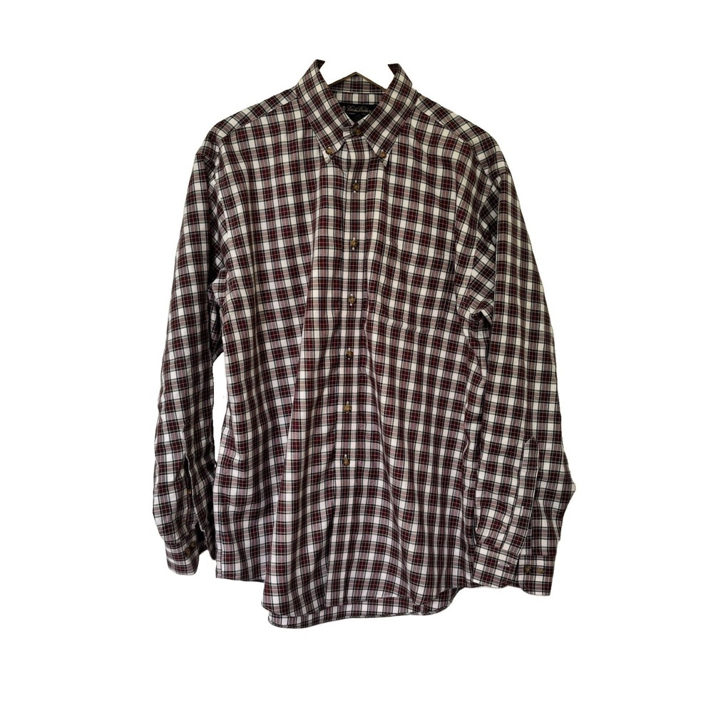 Brooks Brothers Men's 100% Cotton Plaid Button Down Shirt Sz Large Red Non Iron